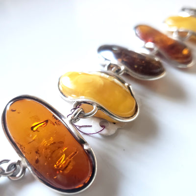 multicolor amber bracelet in sterling silver