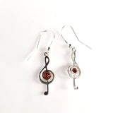 Sterling Silver & Amber Treble Clef Musical Earrings BuyRussianGifts Store
