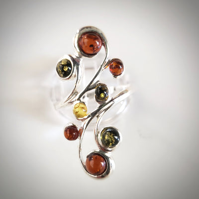 long multi beads amber ring