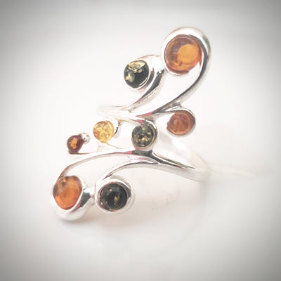 many amber multicolor stones ring