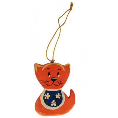 Orange Cat Wooden Christmas Ornament