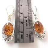 oval cognac amber filigree amber earrings