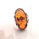 oval genuine amber ring