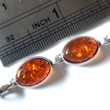 oval amber beads in silver