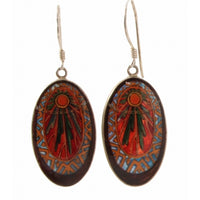 Painted Oval Earrings Inspired by Mucha