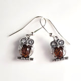owl amber earrings