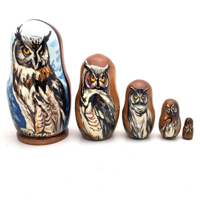 Owl Nesting Matryoshka Doll 4" Tall