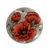 Poppy Hand Painted Mother Of Pearl Silver Ring
