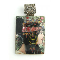 Sterling Silver Rectangle Pendant Inspired by The Brunette Mucha