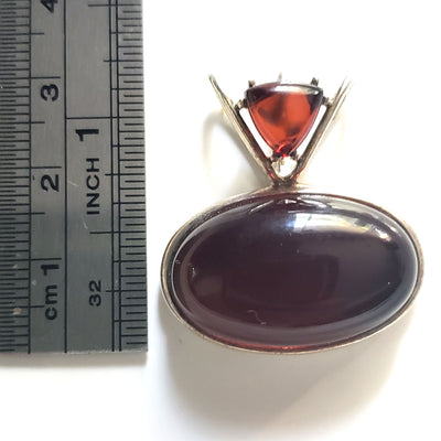 natural red amber in silver