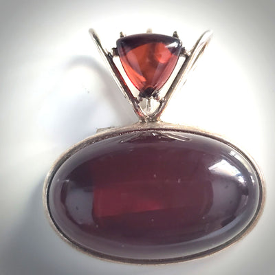 Cherry Red designer amber pendant in silver