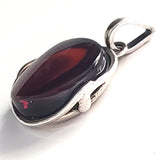 cherry amber in sterling silver necklace