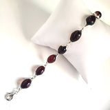 Cherry Red Oval Amber Bracelet Set in Sterling Silver BuyRussianGifts