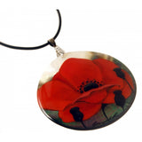 Red Poppy Hand Painted Pendant