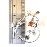 size of carver amber rose in sterling silver pendant with hummingbird