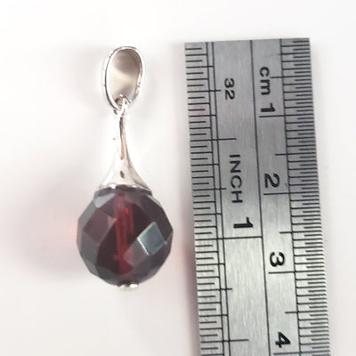 Diamond Cut Cherry Amber & Sterling Silver Round Pendant BuyRussianGifts Store