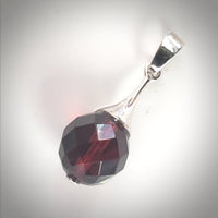 Diamond Cut Cherry Amber & Sterling Silver Round Pendant BuyRussianGifts Store
