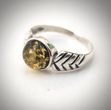 round green beads amber ring