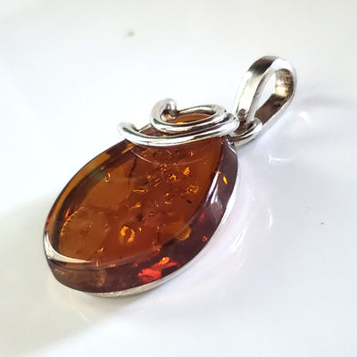 sterling silver amber large pendant
