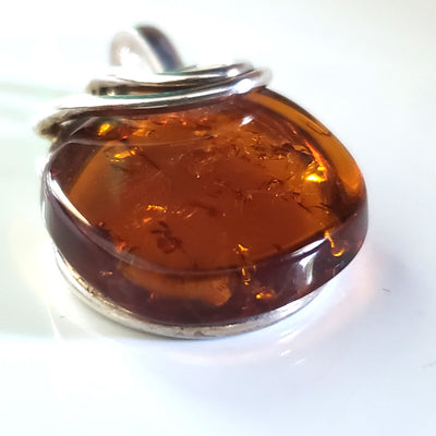 cognac amber oval pendant