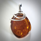 cognac natural amber oval pendant
