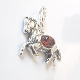 silver amber horse pendant
