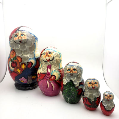 Santa with Teddy Bear and Toys Nesting Doll Set
