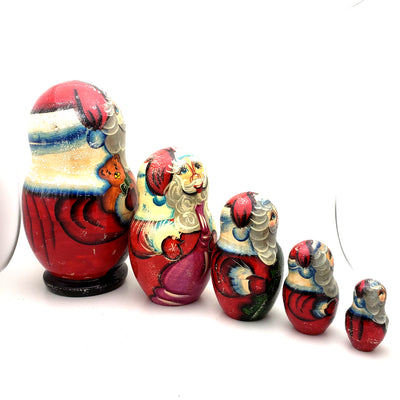 Santa with Teddy Bear and Toys Nesting Doll Set