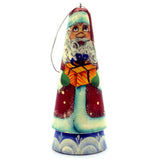 Santa with Present Hand Painted Russian Christmas Ornament