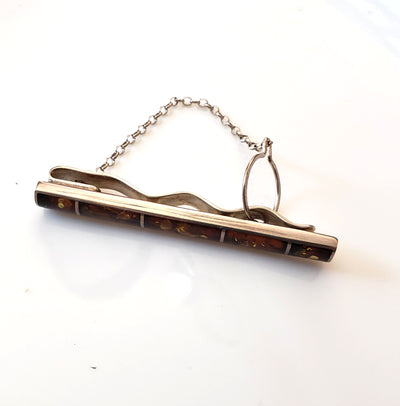 Tie Clip Amber Sterling Silver BuyRussianGifts Store