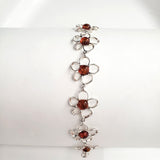 flower silver bracelet with amber