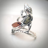 Sterling Silver Gecko Lizard Ring with Genuine Baltic Amber / Adjustable size BuyRussianGifts Store