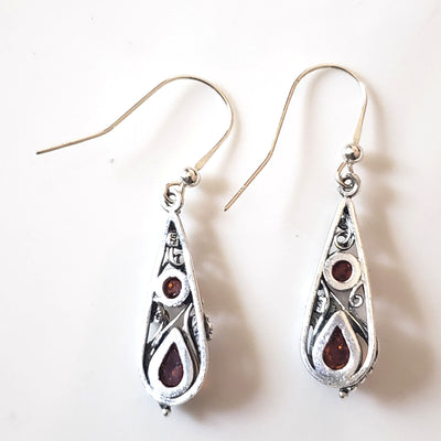 silver grape vines amber earrings