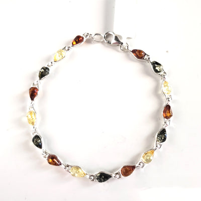multicolor amber silver bracelet