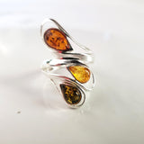 multi color natural amber long ring