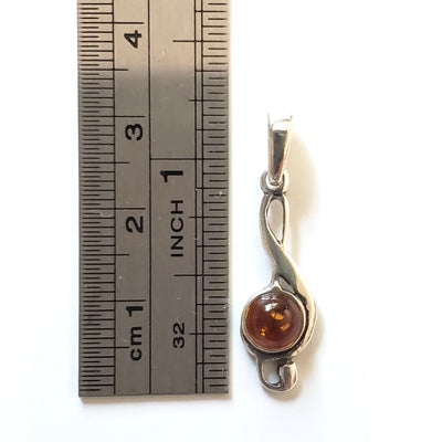 amber silver Treble Clef pendant