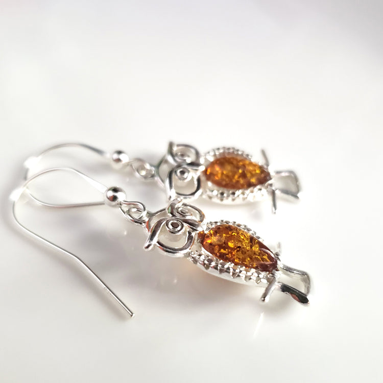 Handmade Tibetan Silver Owl Drop Earrings With 925 Sterling Silver Hooks - New With Tags