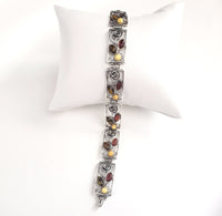 silver rose links long bracelet