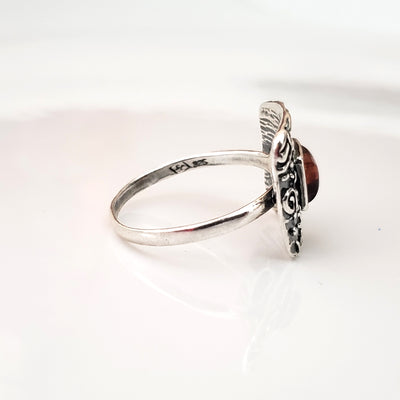 silver amber ring