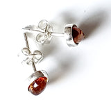 Small amber sterling silver stud earrings