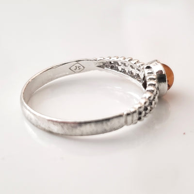 Small Sterling Silver Natural Amber Ring BuyRussianGifts Store