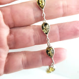 Small Green Amber Teardrop Shape Bracelet in Silver BuyRussianGifts Store