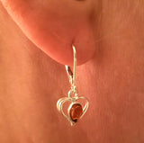 silver dangle hearts earrings
