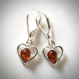 small heart dangle silver earrings
