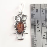Sterling silver owl with amber