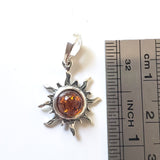 silver amber sun necklace