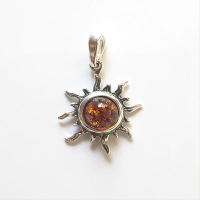 natural amber sun pendant