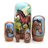 Horse in Summer Nesting Doll 5 piece set 4"Tall