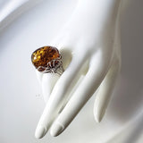 spider web sterling silver amber large ring