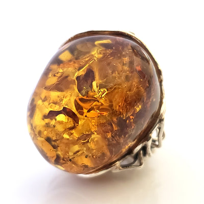 large cognac amber ring